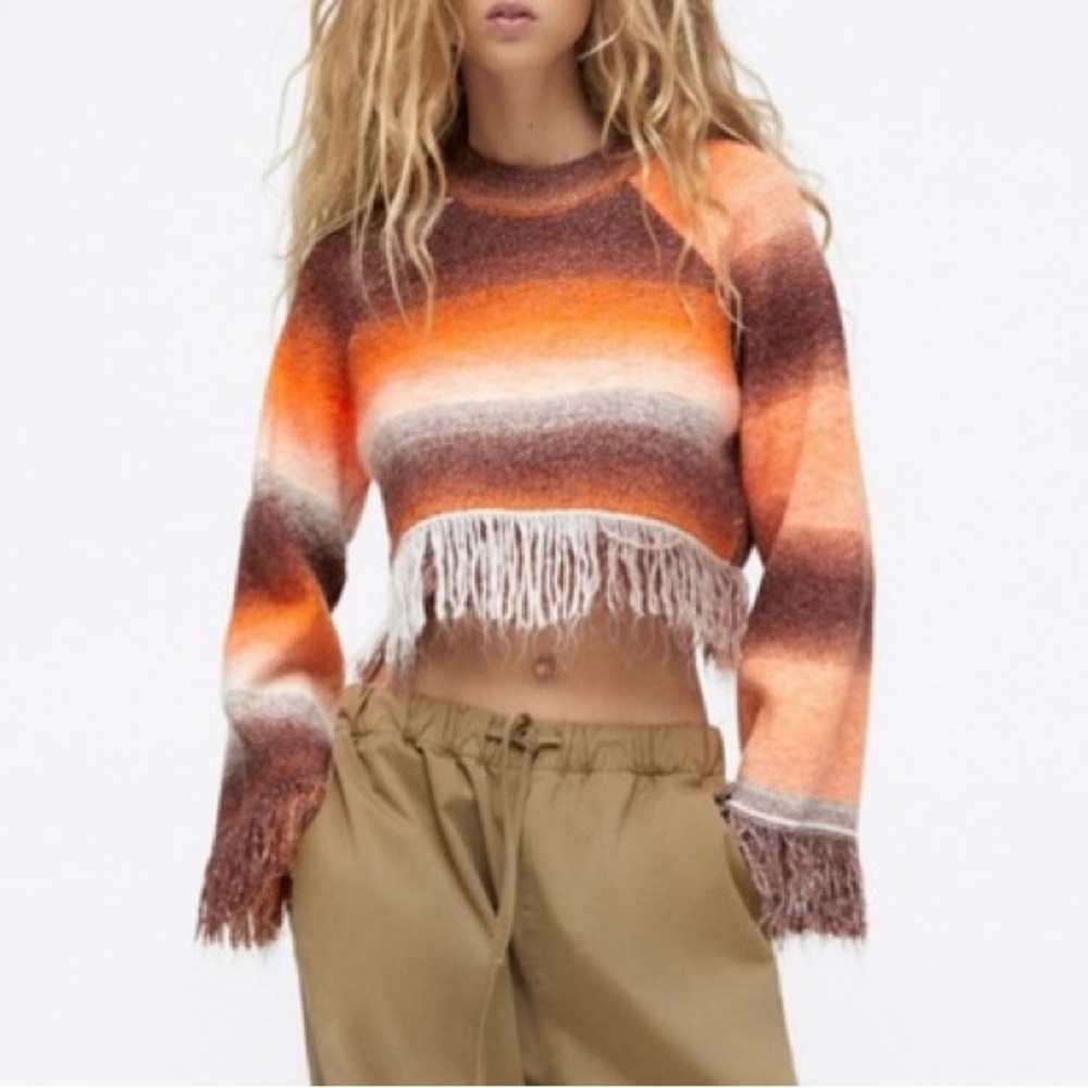 Zara fringe knit sweater